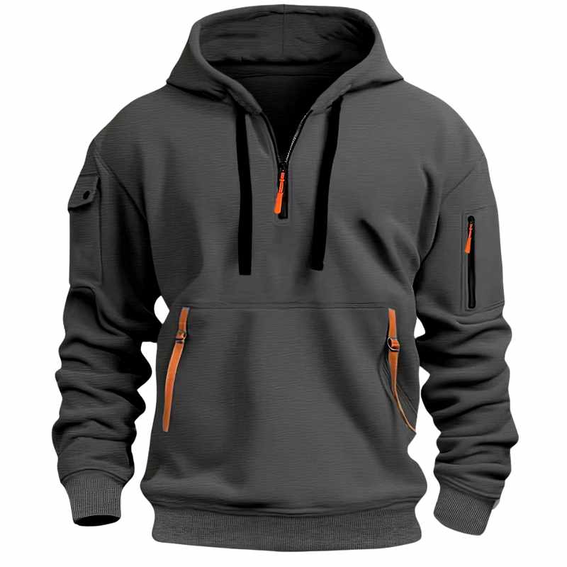 Dominic - Men's Half-Zip Hoodie Sweatshirt with Cargo Pockets