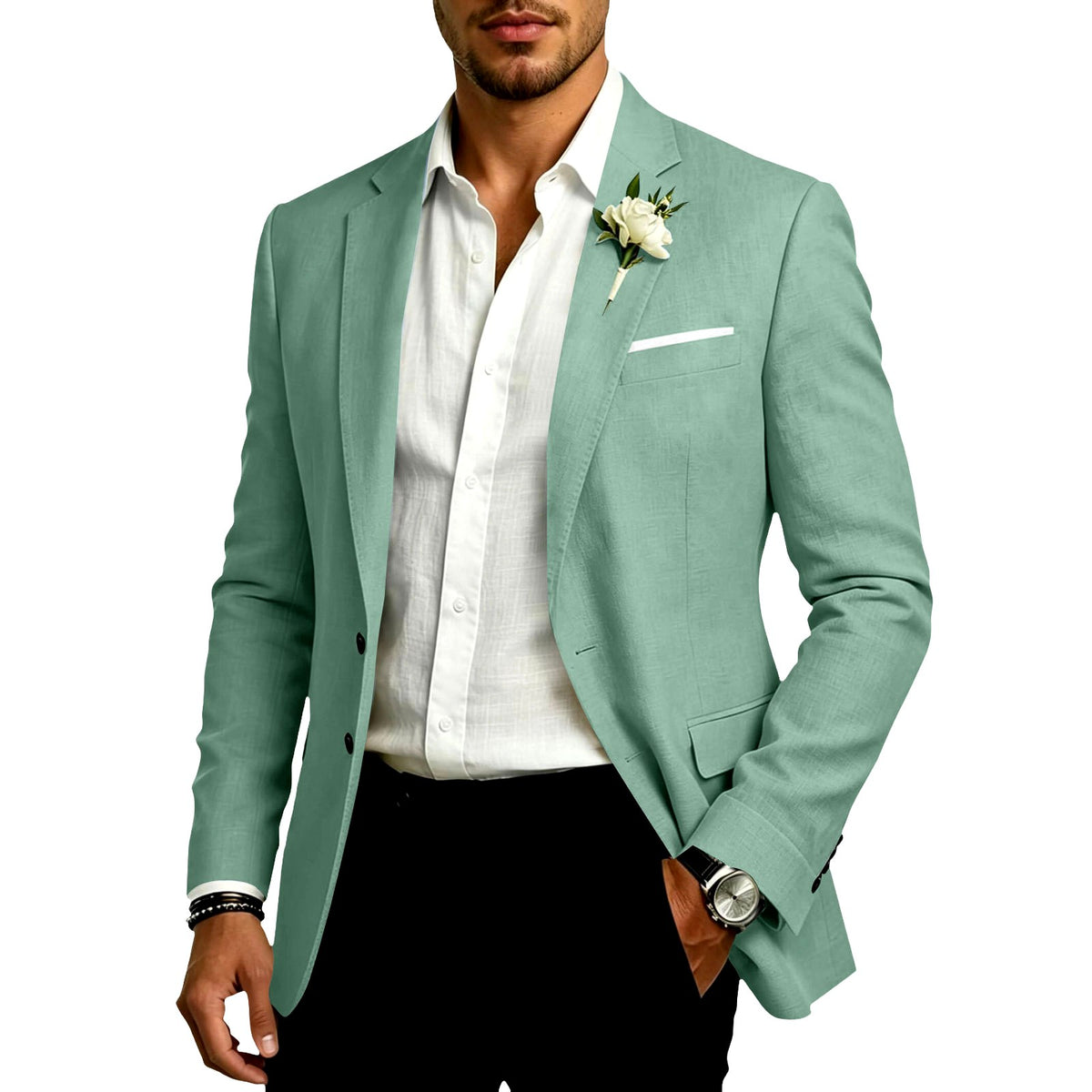 Donatello - Men's Cotton Linen Formal Tailored Blazer 2