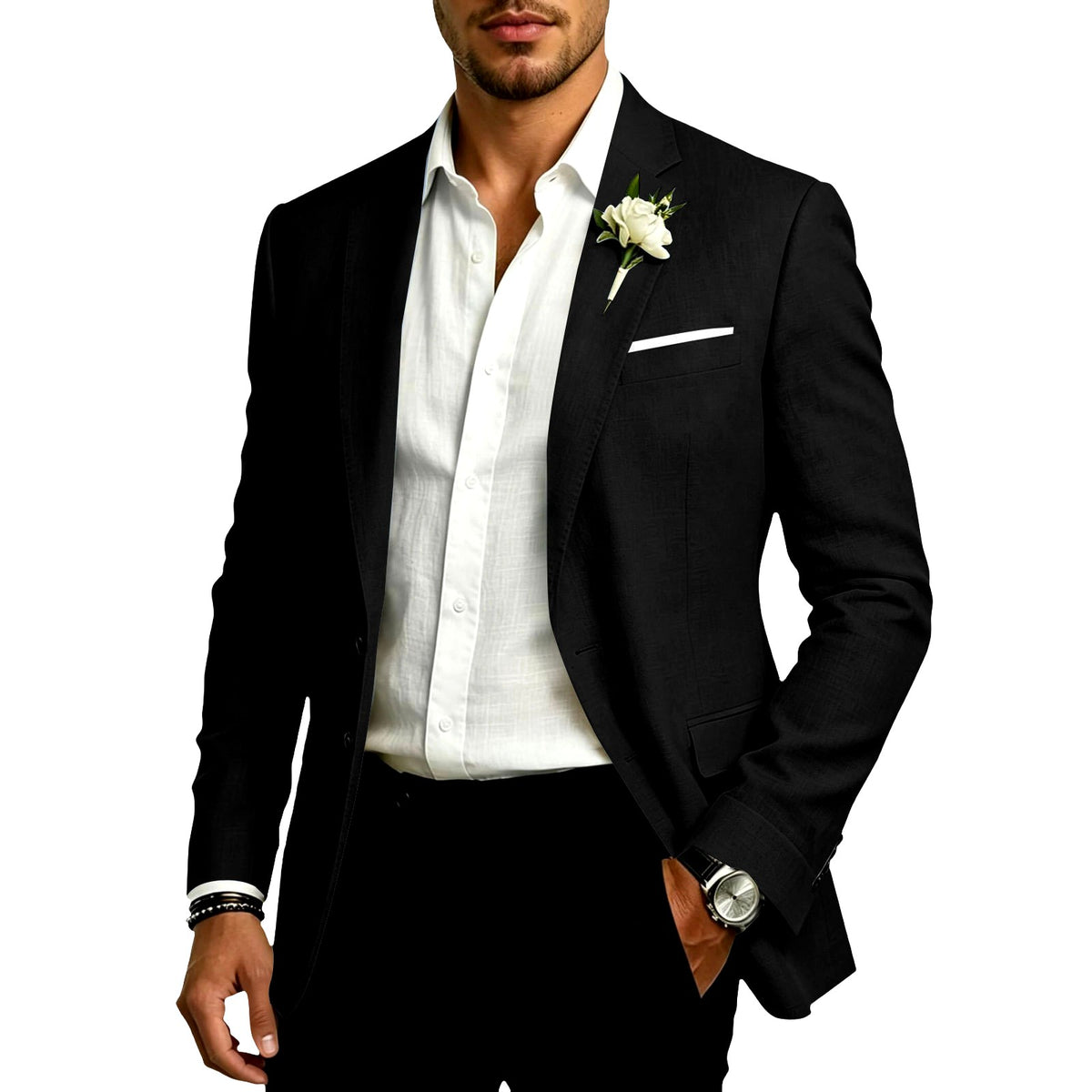 Donatello - Men's Cotton Linen Formal Tailored Blazer 4