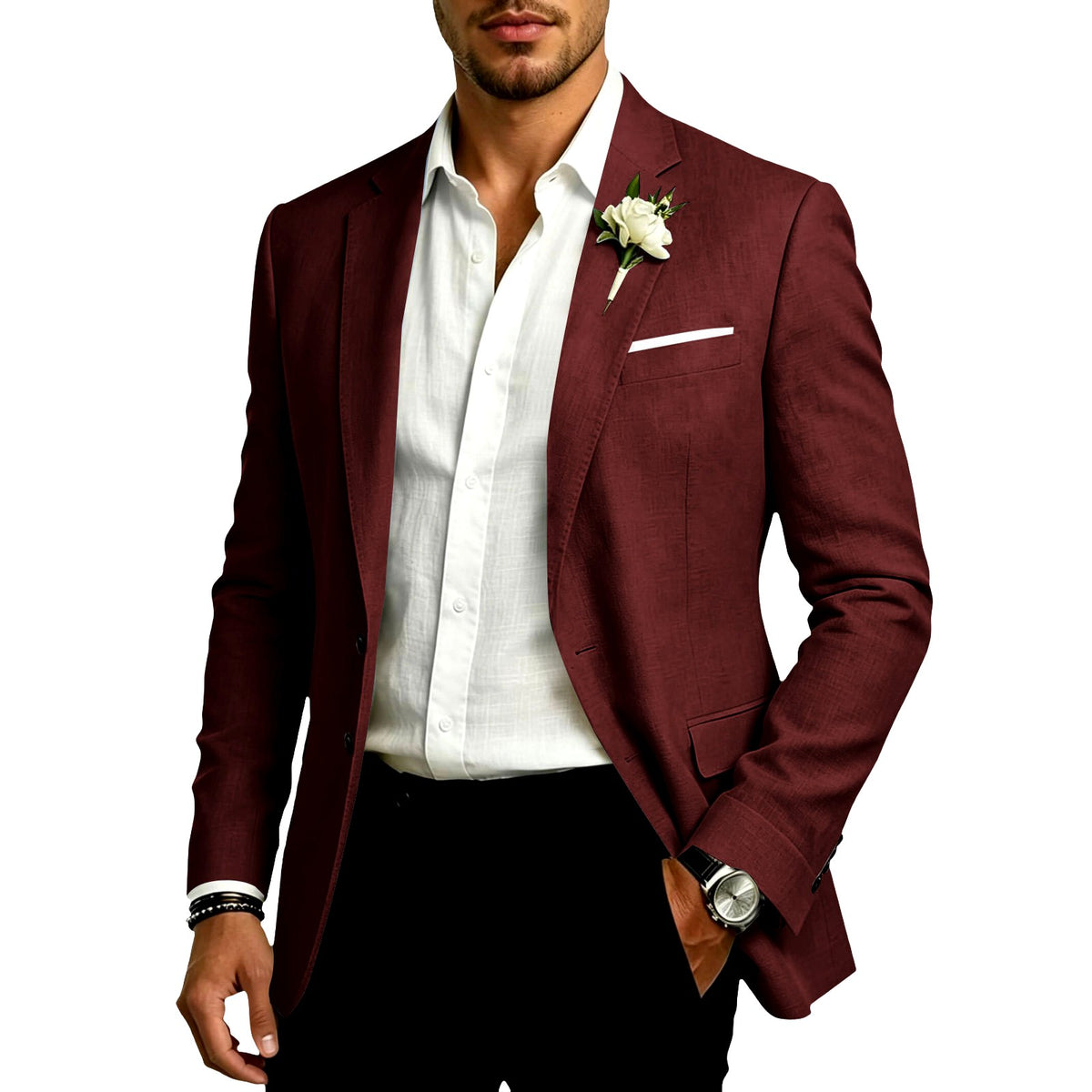 Donatello - Men's Cotton Linen Formal Tailored Blazer 5