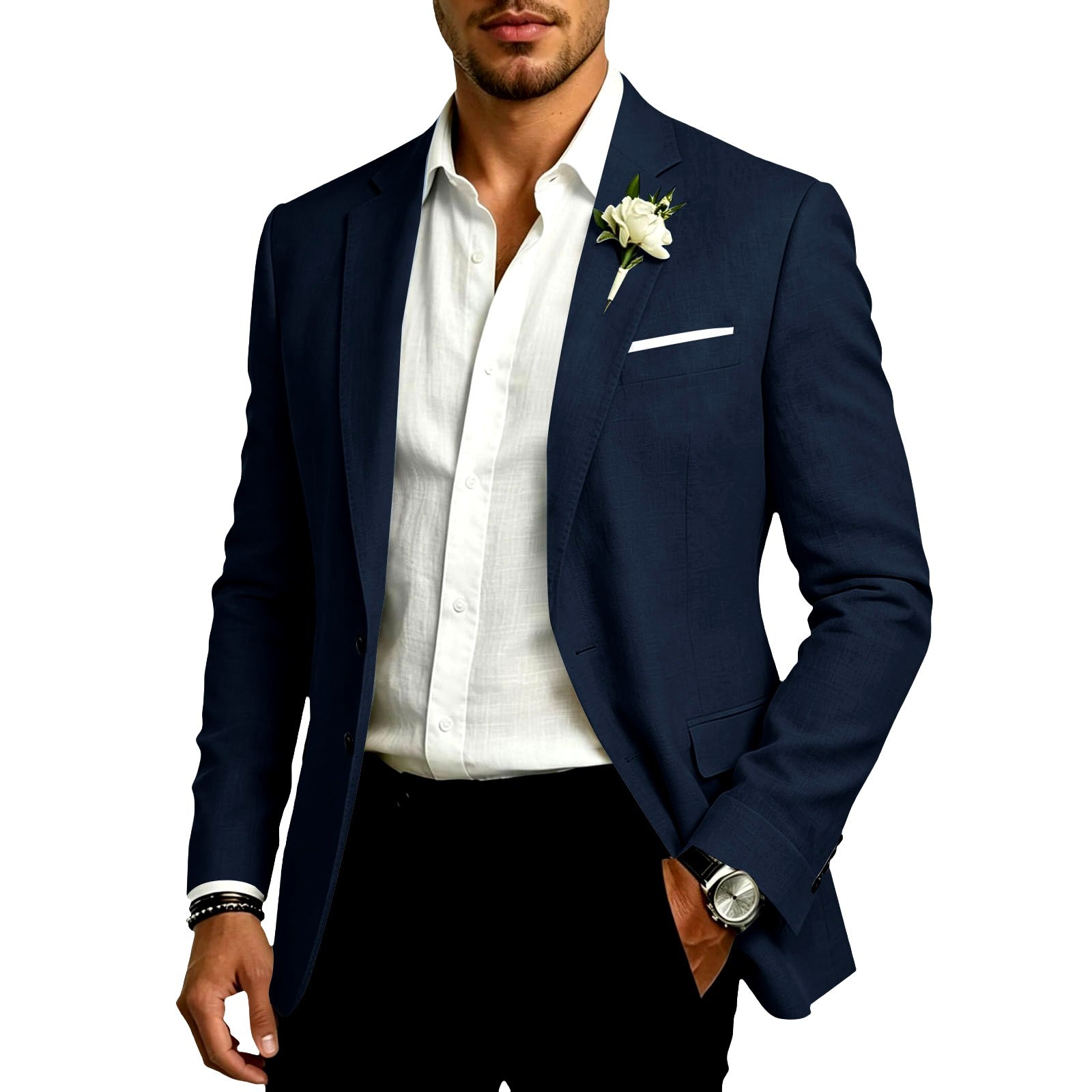 Donatello - Men's Cotton Linen Formal Tailored Blazer 6