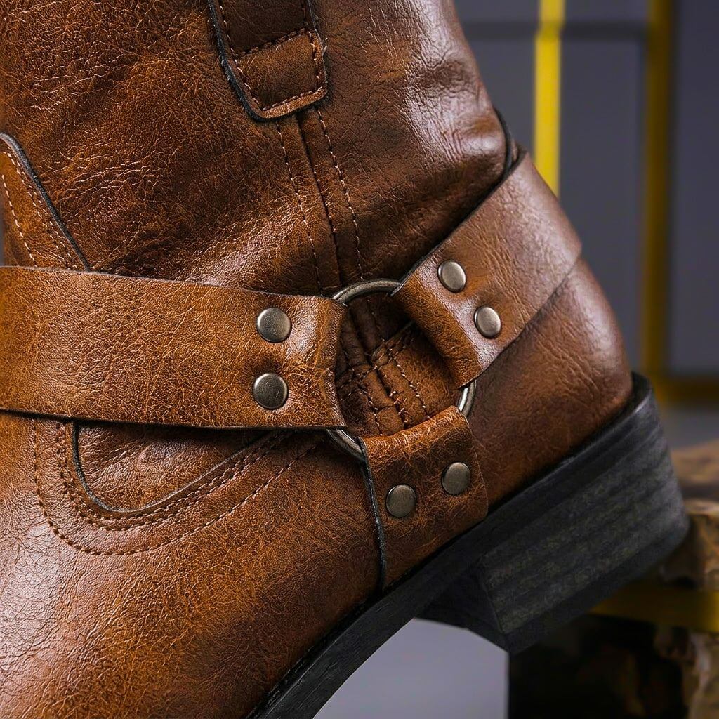 Donovan - Men's Genuine Leather Harness Ankle Boots
