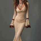 Dora - Women's Cowl Neck Bell Sleeve Mermaid Maxi Dress 2
