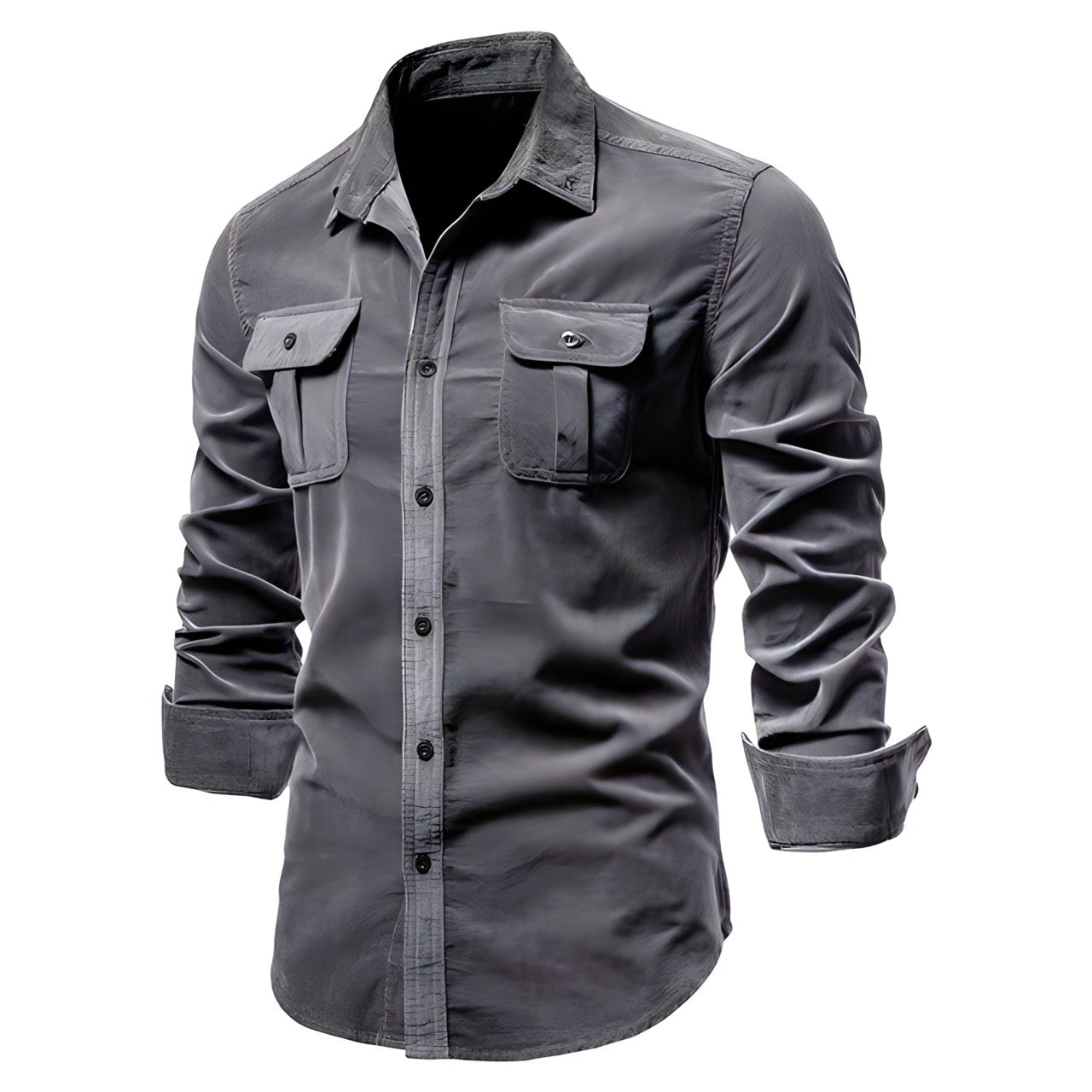 Dorian - Men's Utility Shirt with Chest Pockets and Button-Down Front