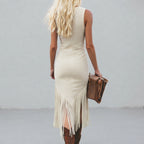 Dovima - Women's V-Neck Sleeveless Bodycon Fringe Dress