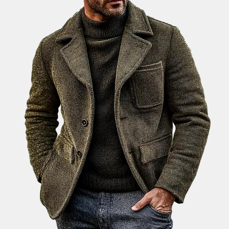 Dwight - Men's Retro Herringbone Two-Button Notched Lapel Jacket 1