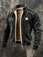 Dylan - Men's Sherpa-Lined Denim Jacket with Ribbed Cuffs