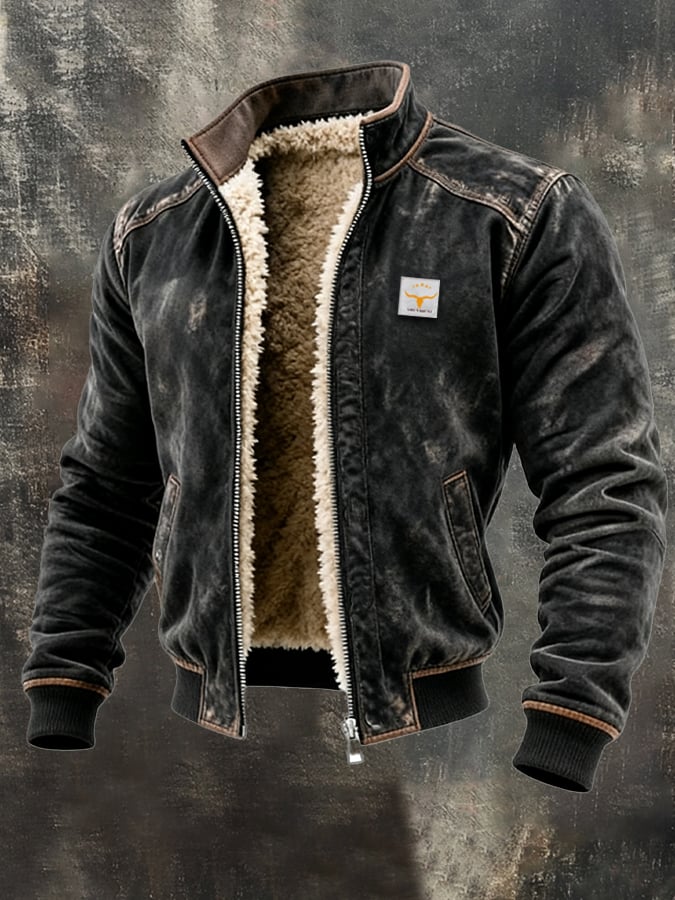 Dylan - Men's Sherpa-Lined Denim Jacket with Ribbed Cuffs