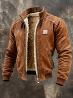 Dylan - Men's Sherpa-Lined Denim Jacket with Ribbed Cuffs