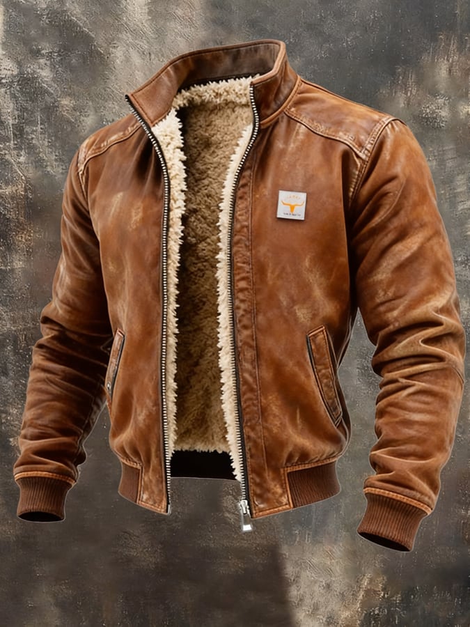 Dylan - Men's Sherpa-Lined Denim Jacket with Ribbed Cuffs