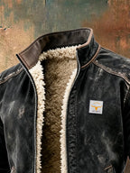 Dylan - Men's Sherpa-Lined Denim Jacket with Ribbed Cuffs