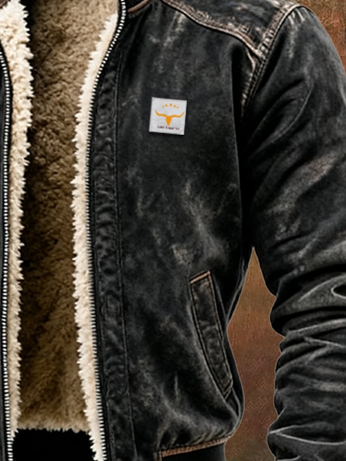Dylan - Men's Sherpa-Lined Denim Jacket with Ribbed Cuffs