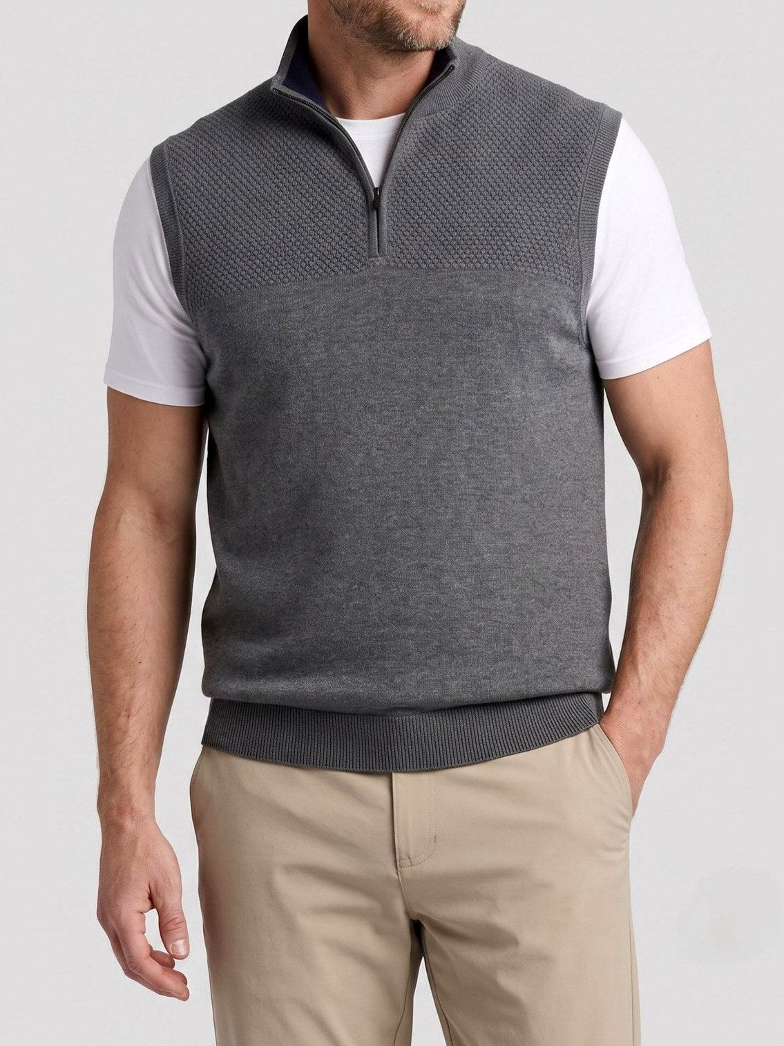 Easton - Men's Textured Half-Zip Stand Collar Vest 2