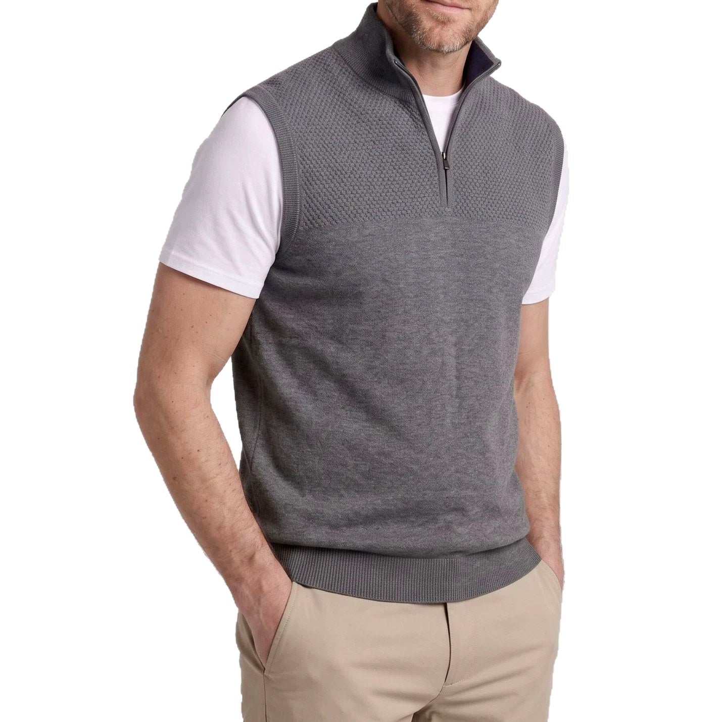 Easton - Men's Textured Half-Zip Stand Collar Vest 4