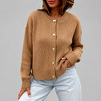 Edda - Women's Round-Neck Button-Front Knit Cardigan 1