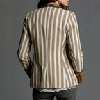 Edith - Women's Vintage Print Striped Fitted Blazer 2