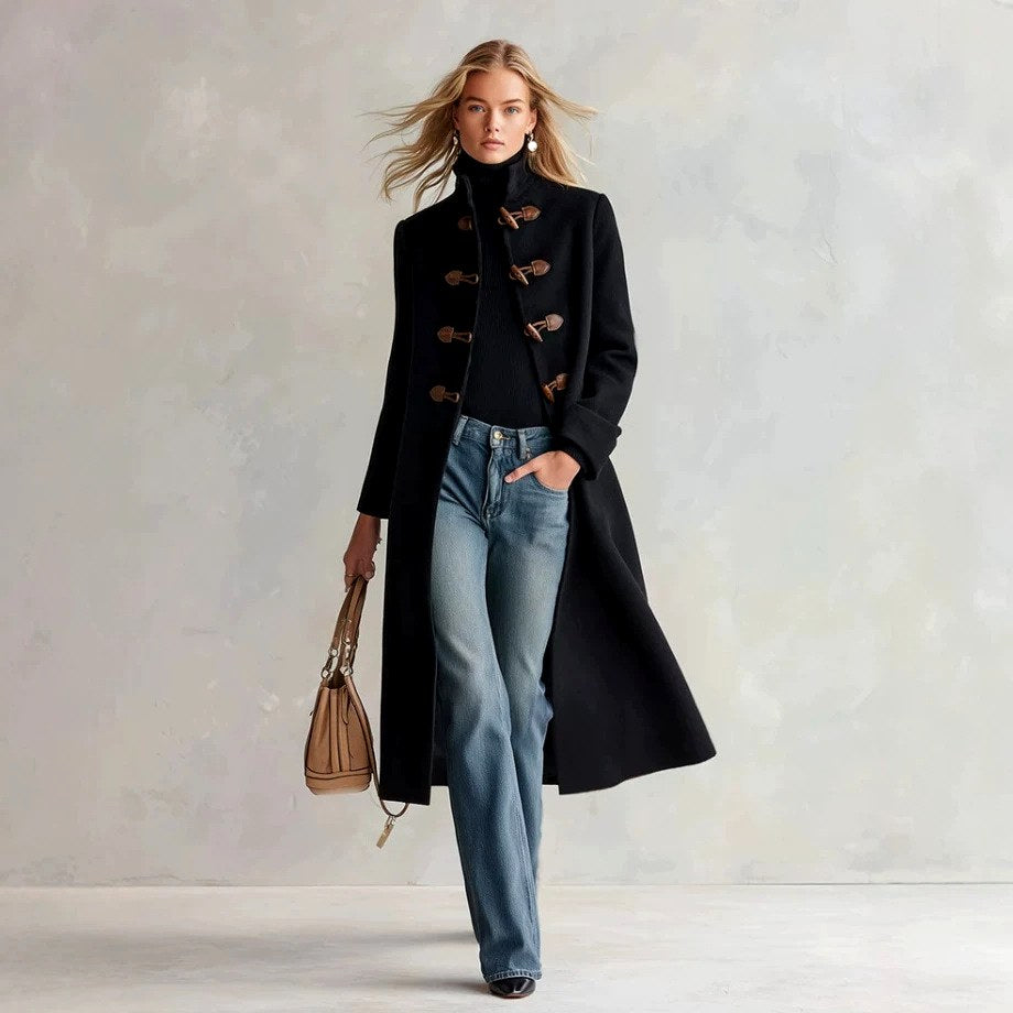 Elaine - Women's Wool Toggle Front Stand Collar Coat 2