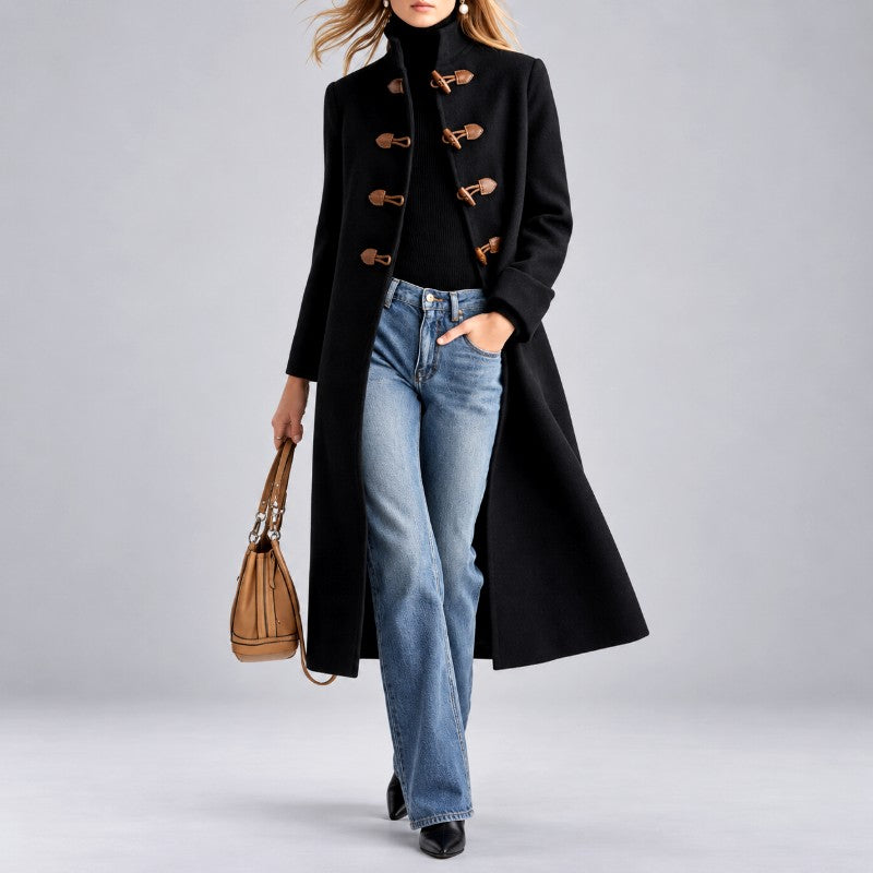 Elaine - Women's Wool Toggle Front Stand Collar Coat 1