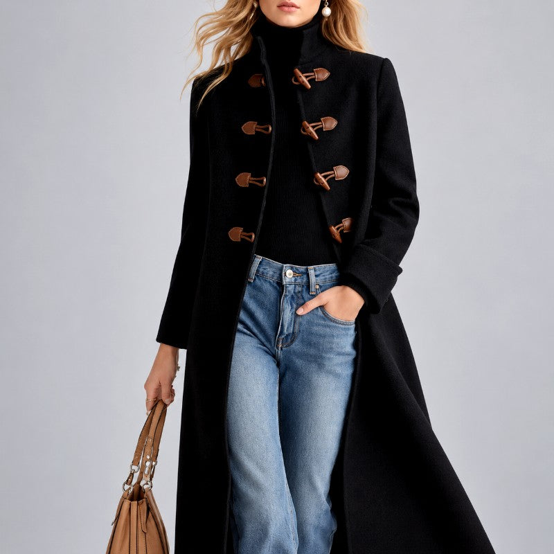 Elaine - Women's Wool Toggle Front Stand Collar Coat 4
