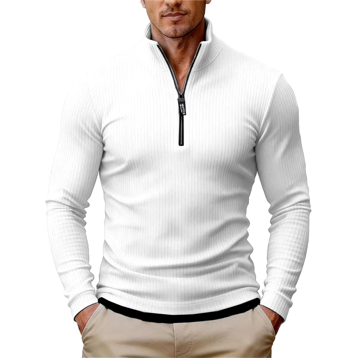 Elijah - Men's Ribbed Slim-Fit Quarter-Zip Sweater 2