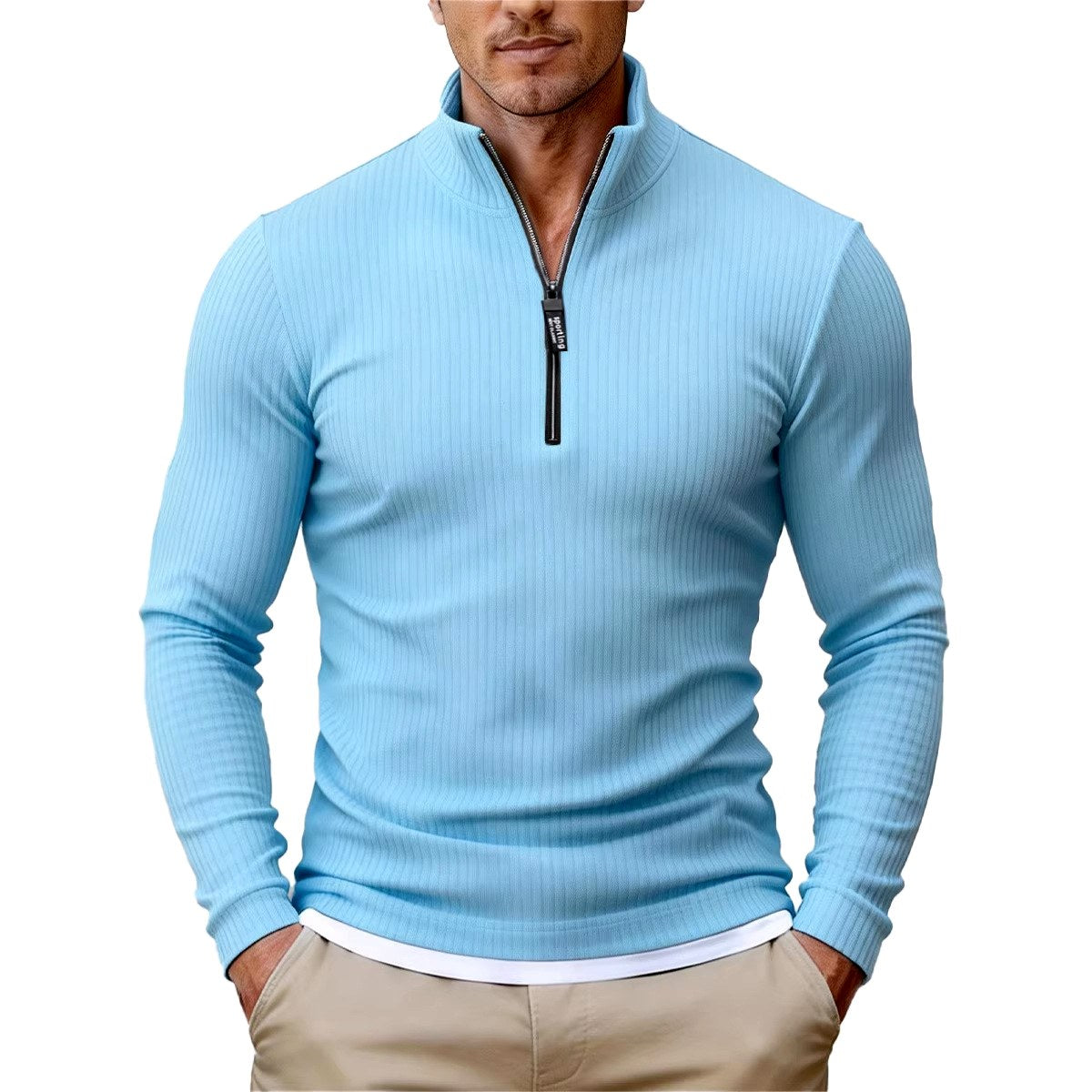 Elijah - Men's Ribbed Slim-Fit Quarter-Zip Sweater 3