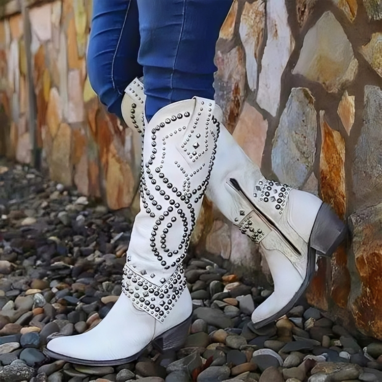 Eloise - Women's Studded Western Knee-High Boots