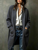 Elsa - Women's Ribbed Knit Long Cardigan 4