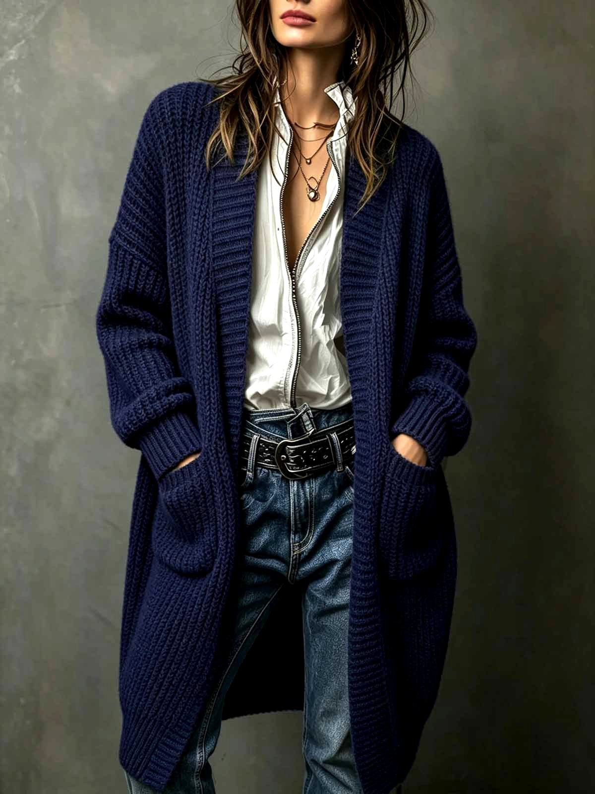 Elsa - Women's Ribbed Knit Long Cardigan 5