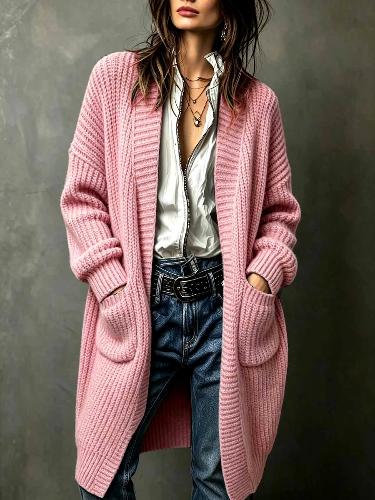 Elsa - Women's Ribbed Knit Long Cardigan 7