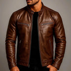 Elwyn - Men's Leather Café Racer Slim Fit Jacket 1