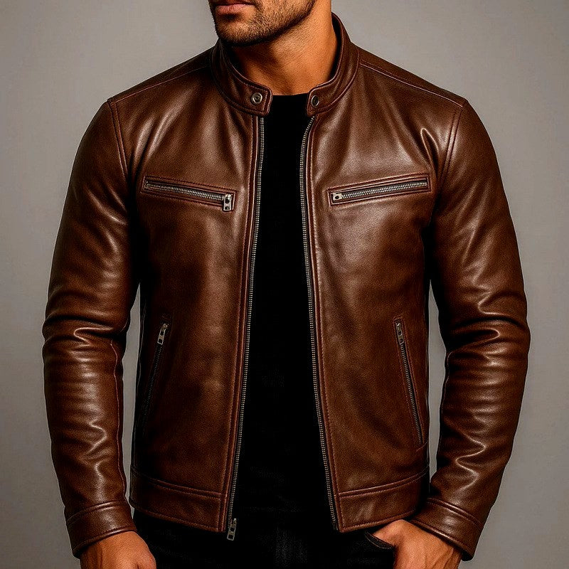 Elwyn - Men's Leather Café Racer Slim Fit Jacket 1