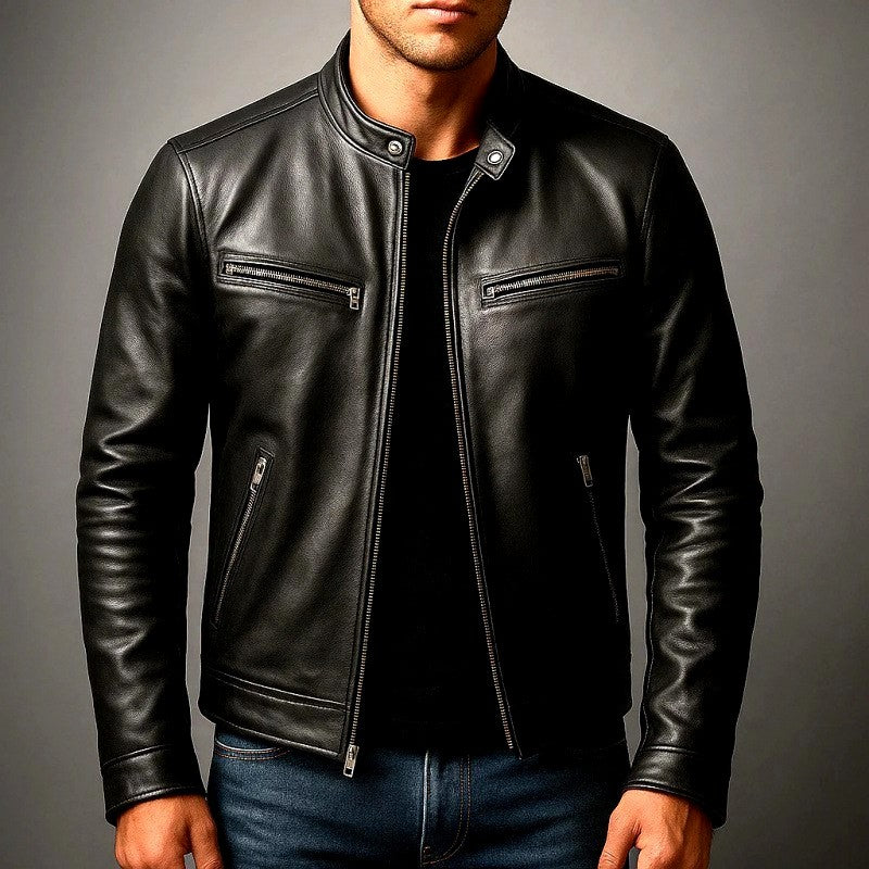 Elwyn - Men's Leather Café Racer Slim Fit Jacket 2
