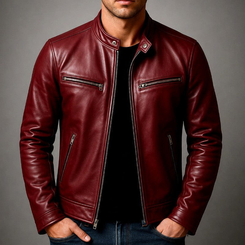 Elwyn - Men's Leather Café Racer Slim Fit Jacket 3