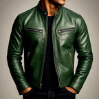 Elwyn - Men's Leather Café Racer Slim Fit Jacket 4