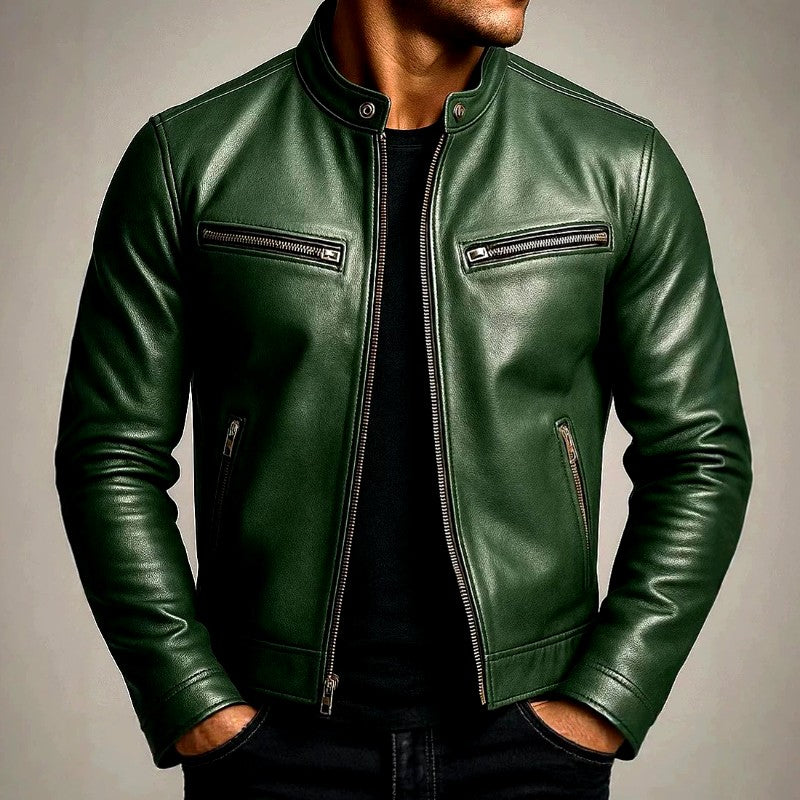 Elwyn - Men's Leather Café Racer Slim Fit Jacket 4
