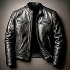 Elwyn - Men's Leather Café Racer Slim Fit Jacket 6