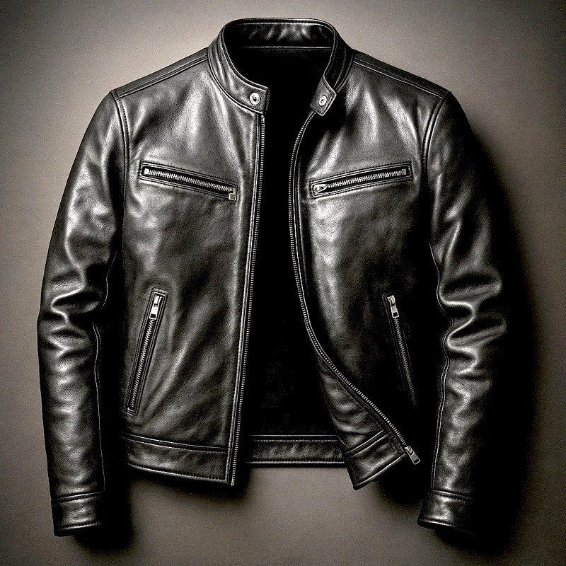 Elwyn - Men's Leather Café Racer Slim Fit Jacket 6