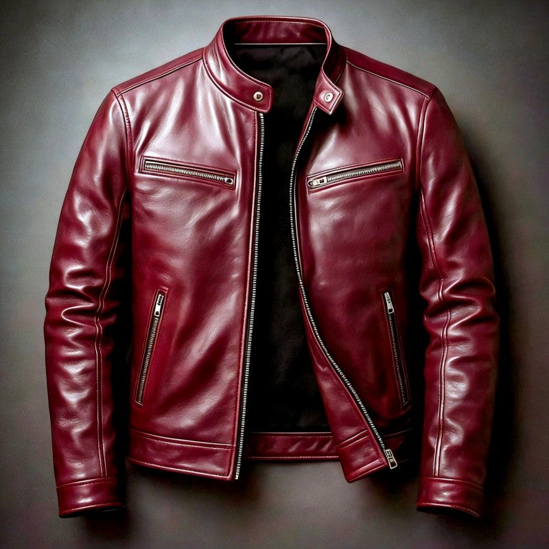 Elwyn - Men's Leather Café Racer Slim Fit Jacket 7
