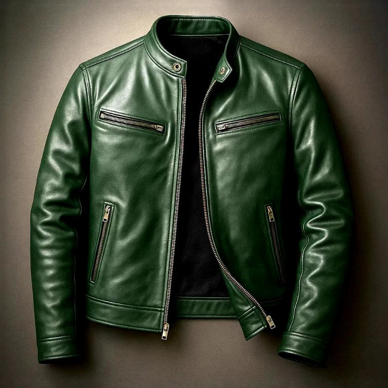 Elwyn - Men's Leather Café Racer Slim Fit Jacket 8