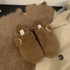 Emma - Women's Fleece-Lined Clog Slippers with Buckle Strap