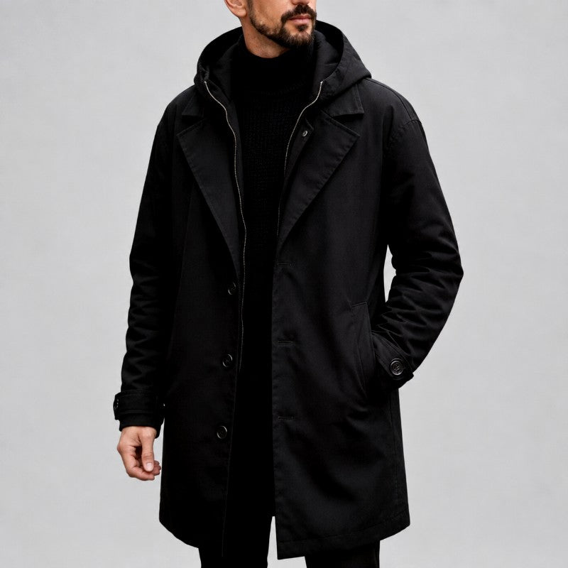 Erick - Men's Hooded Notched Lapel Windbreaker Jacket 9