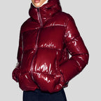 Ericka - Women's Glossy Cropped Puffer Jacket with Hood 3