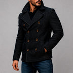 Erik - Men's Pinstripe Double-Breasted Peacoat 2