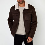 Erik - Men's Zip-Front Jacket with Faux Fur Collar and Flap Pockets 3