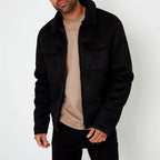 Erik - Men's Zip-Front Jacket with Faux Fur Collar and Flap Pockets 4