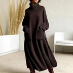 Evangelina - Women's Wool Turtleneck Loose Maxi Dress 10
