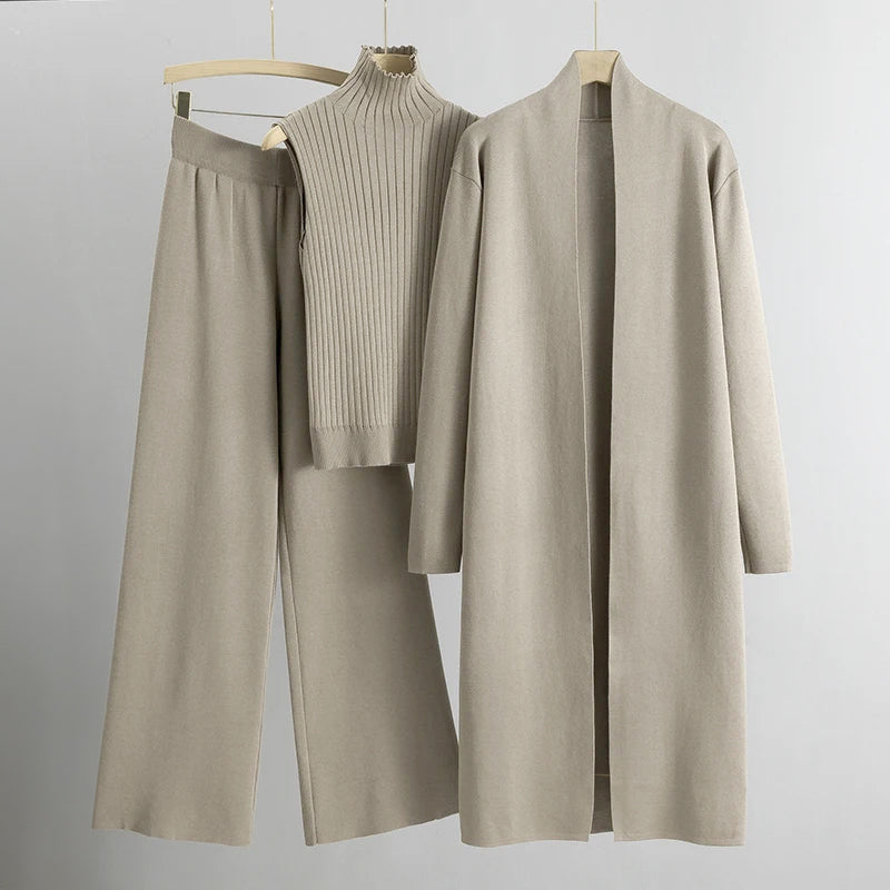Evelyn - Women's Ribbed Cozy Knit Lounge 3-Piece Set