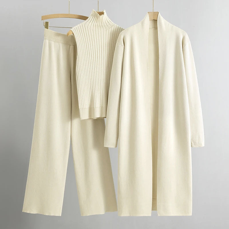 Evelyn - Women's Ribbed Cozy Knit Lounge 3-Piece Set