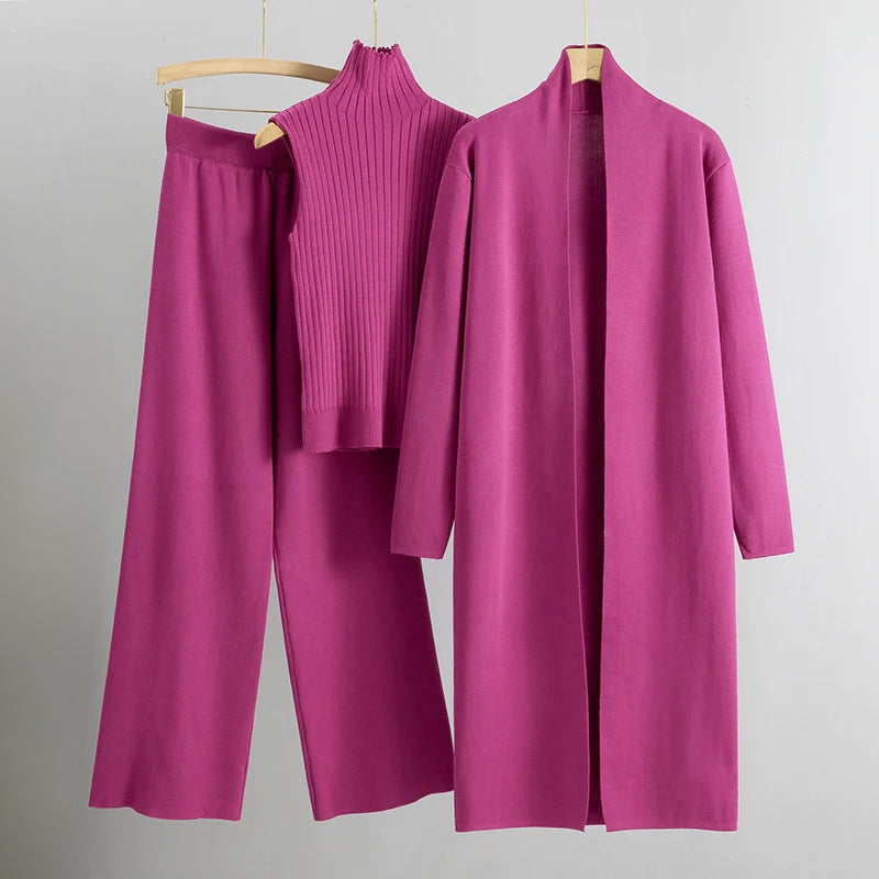 Evelyn - Women's Ribbed Cozy Knit Lounge 3-Piece Set