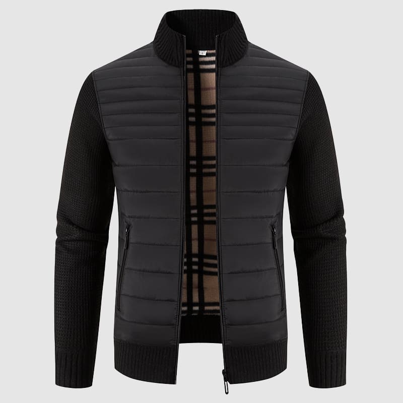 Everest - Men's Quilted Puffer Cardigan with Ribbed Knit Sleeves